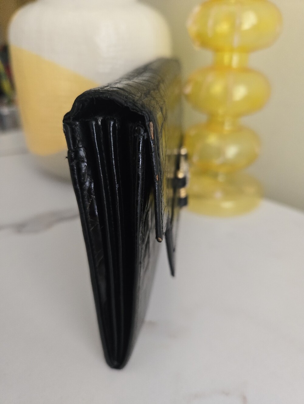 Vintage Gianni Versace Black Croc-Embossed Leather Long Wallet Clutch - Picture 4 of 15